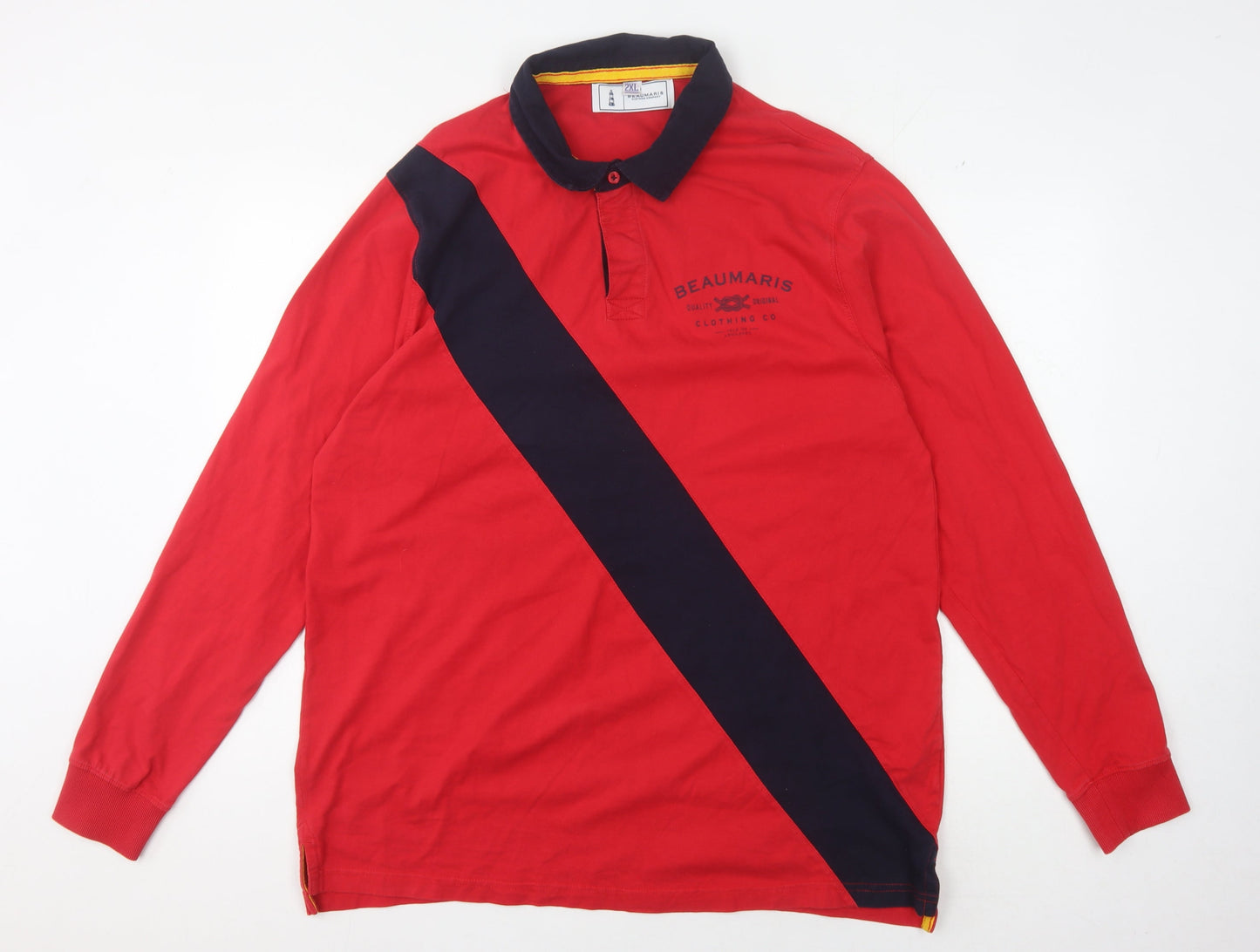 Beaumaris Men's Red Long Sleeve Polo 2XL Cotton