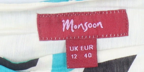 Monsoon Women's Multicoloured Geometric Silk Skirt Size 12