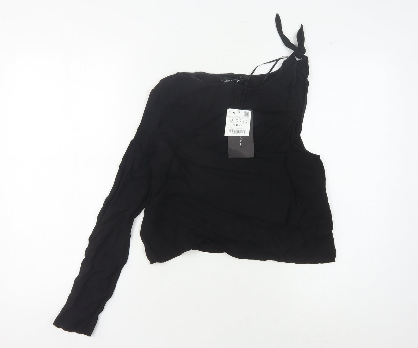 Womens UK Size S Zara Black Cropped Blouse
