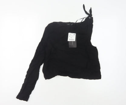 Womens UK Size S Zara Black Cropped Blouse