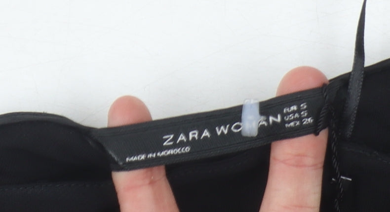 Womens UK Size S Zara Black Cropped Blouse