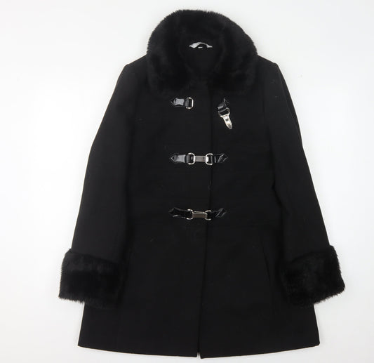 Womens UK Size 12 Debenhams Black Overcoat