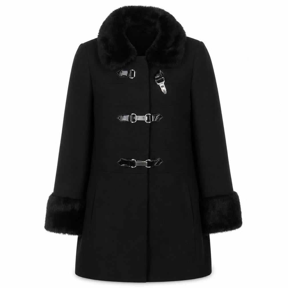 Womens UK Size 12 Debenhams Black Overcoat