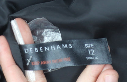 Womens UK Size 12 Debenhams Black Overcoat
