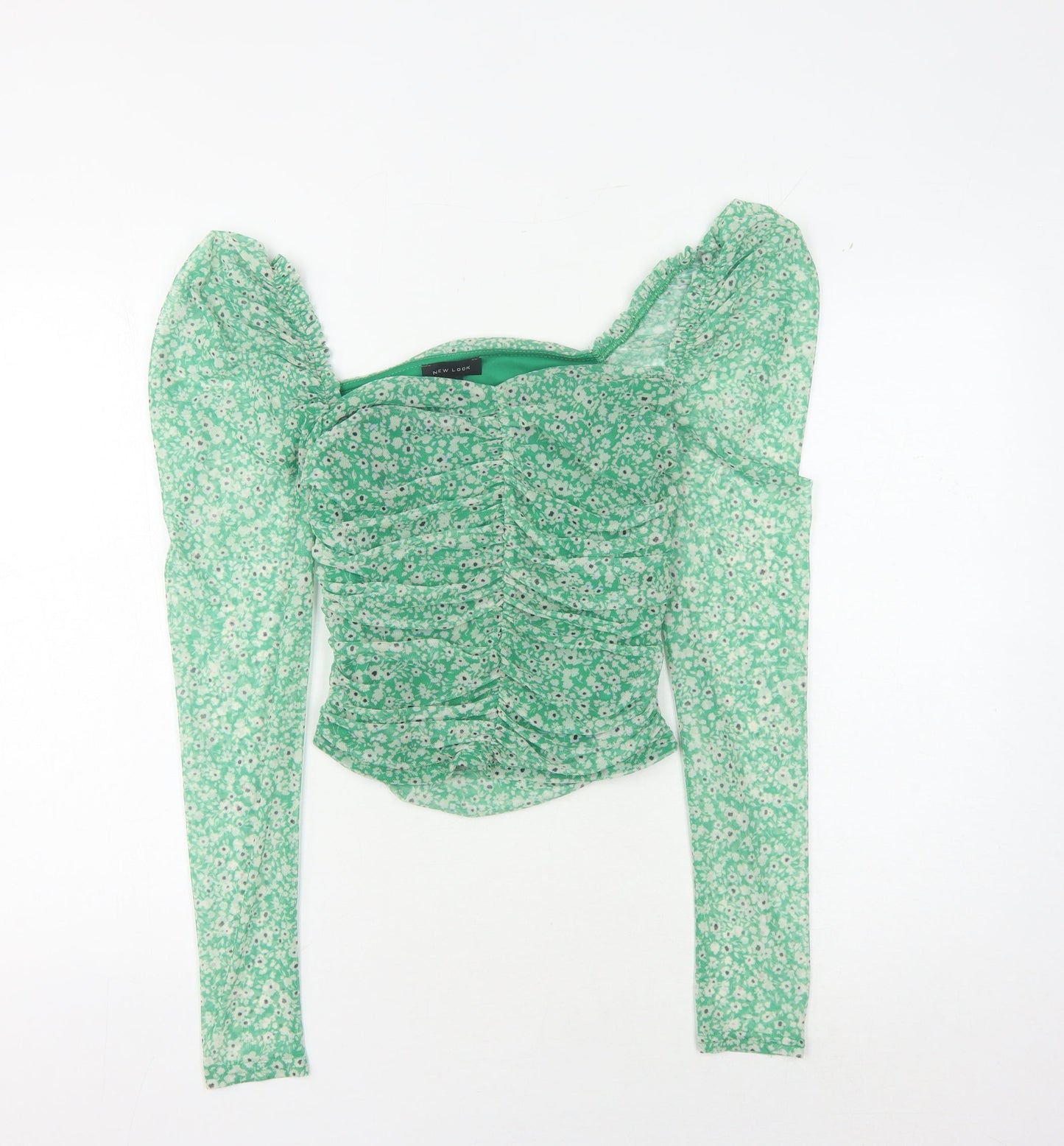New Look Women's Green Floral Blouse, Size 10
