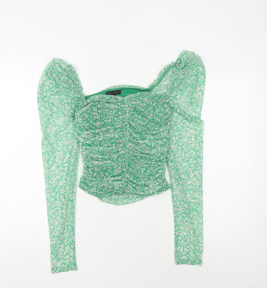 New Look Women's Green Floral Blouse, Size 10