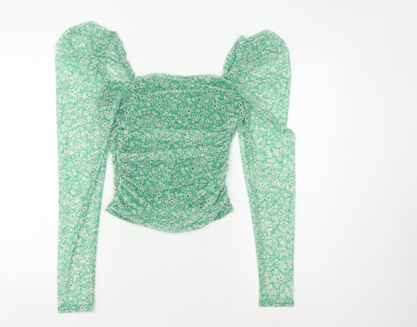 New Look Women's Green Floral Blouse, Size 10