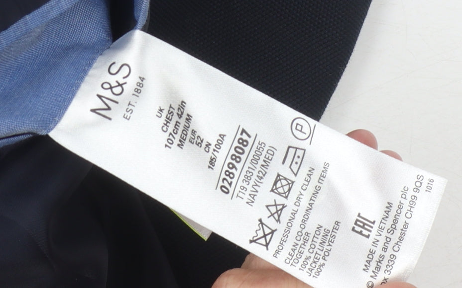 Mens UK Size 42 Marks and Spencer Regular Blue Suit Jacket