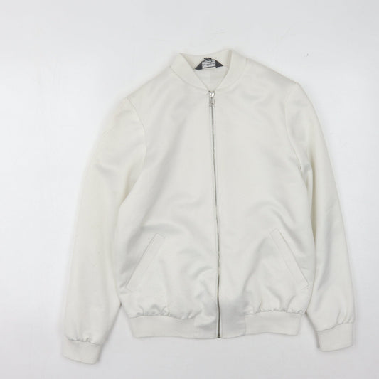 Miss Selfridge Women's White Bomber Jacket Size 6
