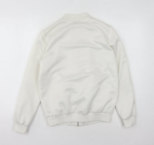 Miss Selfridge Women's White Bomber Jacket Size 6