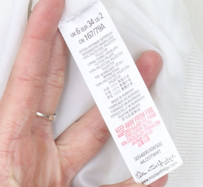 Miss Selfridge Women's White Bomber Jacket Size 6