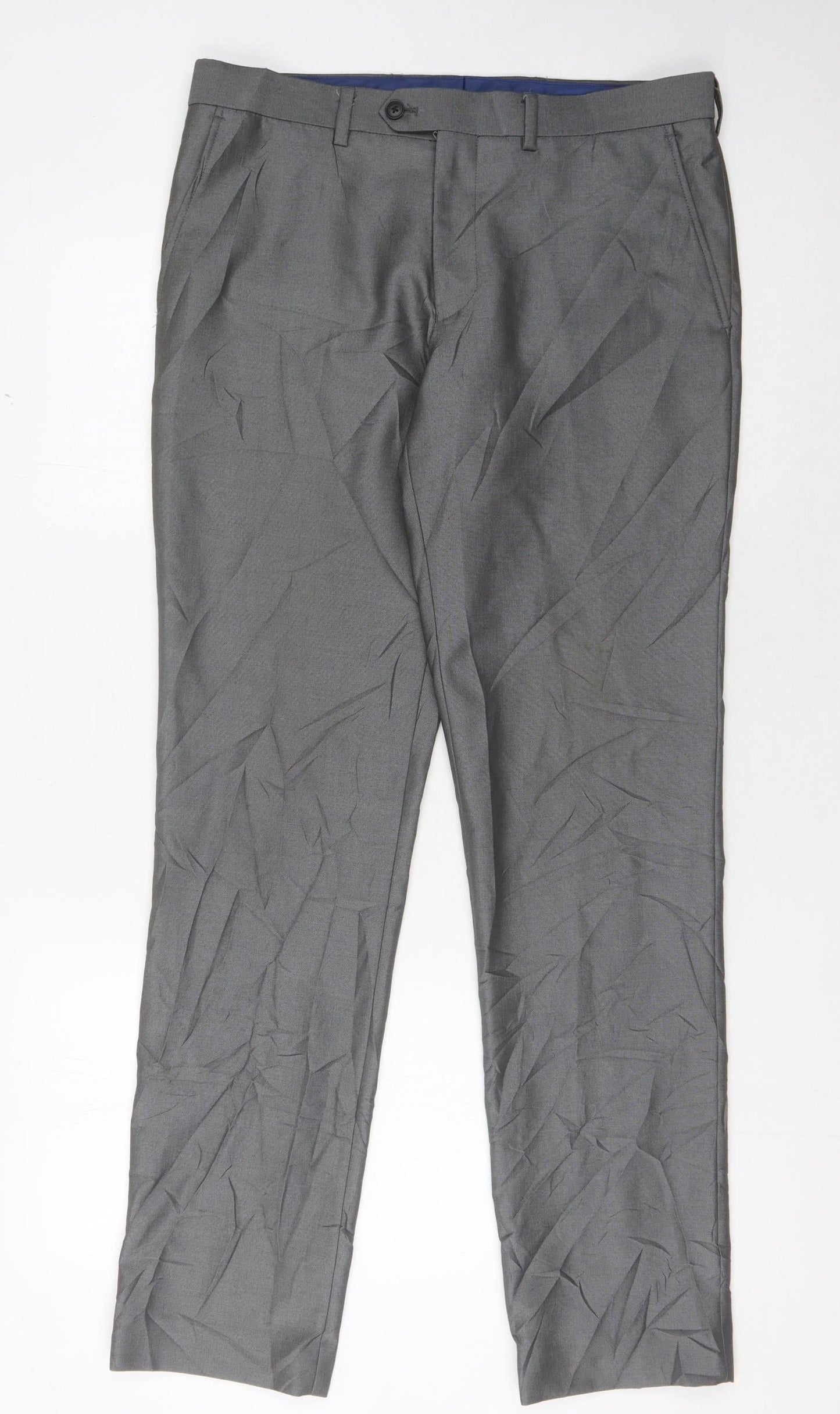 Next Men's Grey Dress Pants, Size 32L, Stylish & Formal