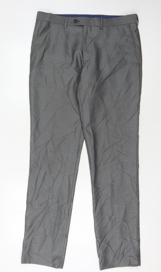 Next Men's Grey Dress Pants, Size 32L, Stylish & Formal