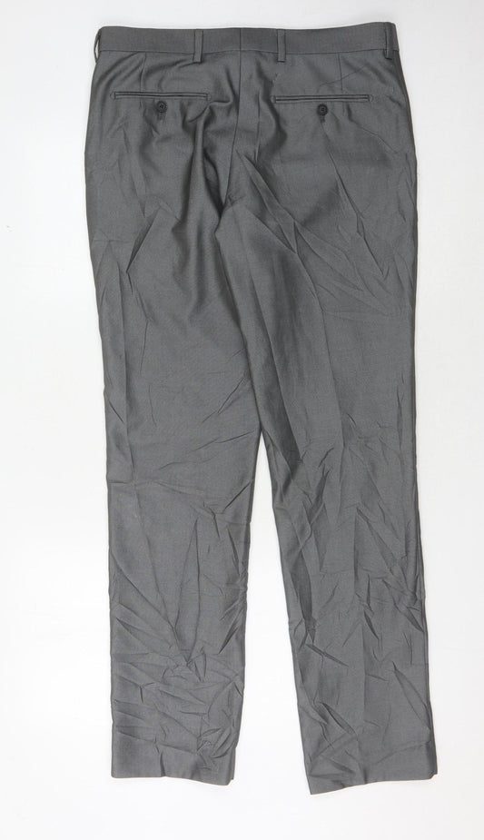 Next Men's Grey Dress Pants, Size 32L, Stylish & Formal