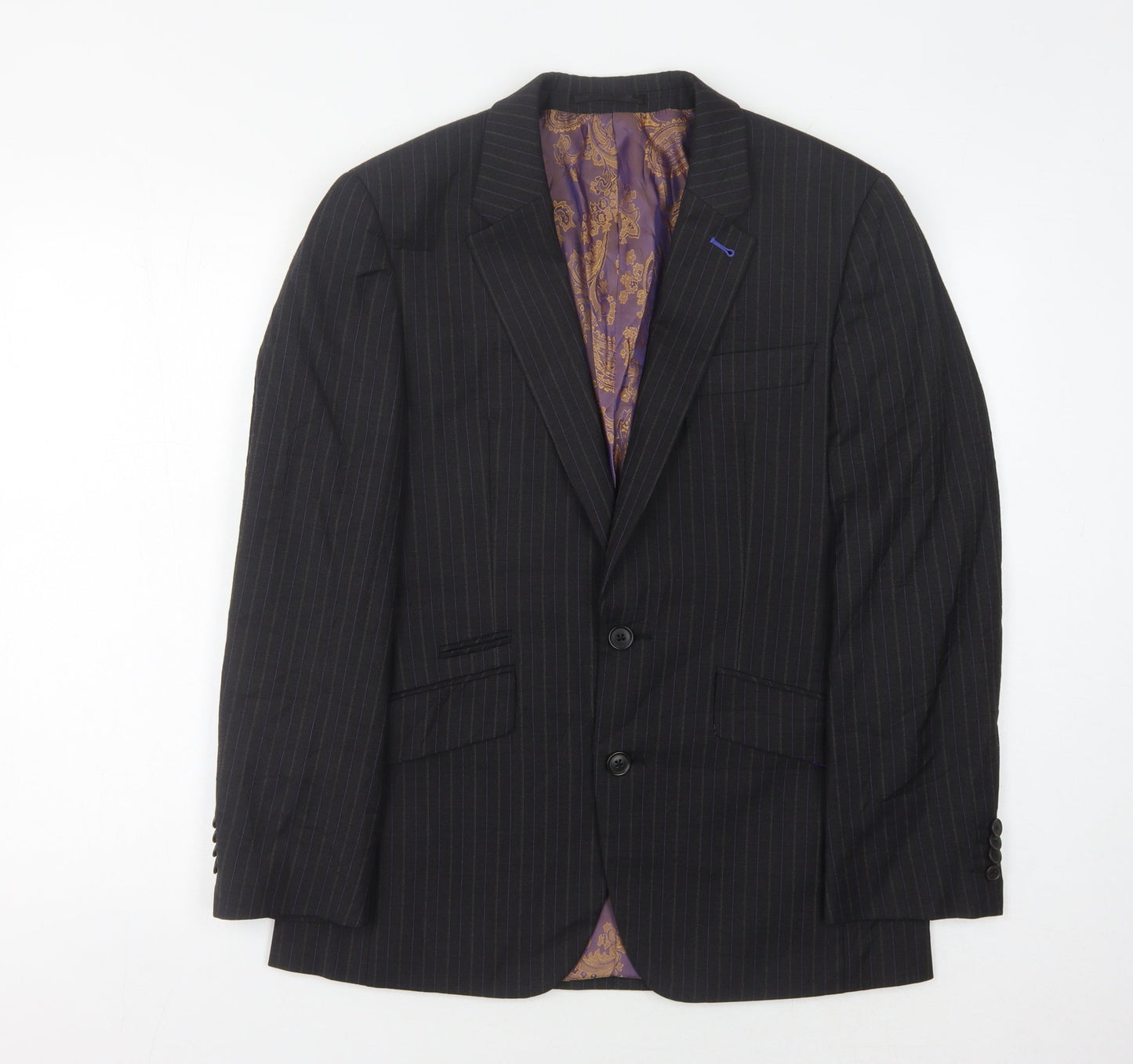 Next Men's Black Striped Slim Blazer, Size 36S