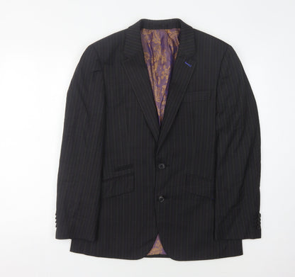 Next Men's Black Striped Slim Blazer, Size 36S
