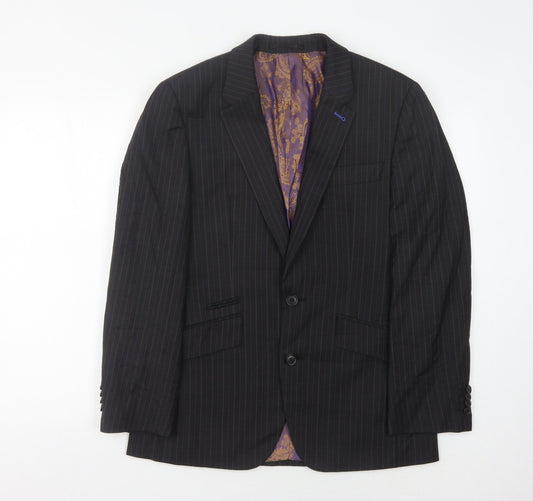 Next Men's Black Striped Slim Blazer, Size 36S