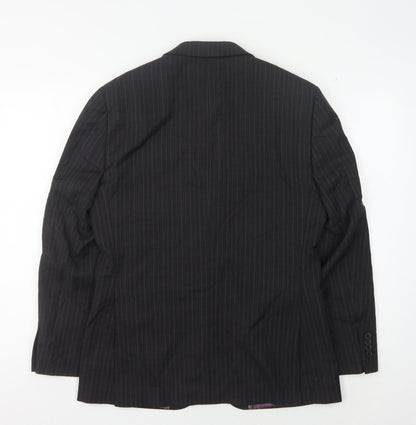 Next Men's Black Striped Slim Blazer, Size 36S