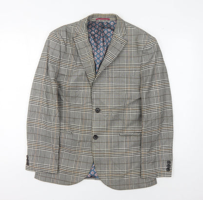 Next Men's Grey Plaid Blazer Jacket, 38 Short Length