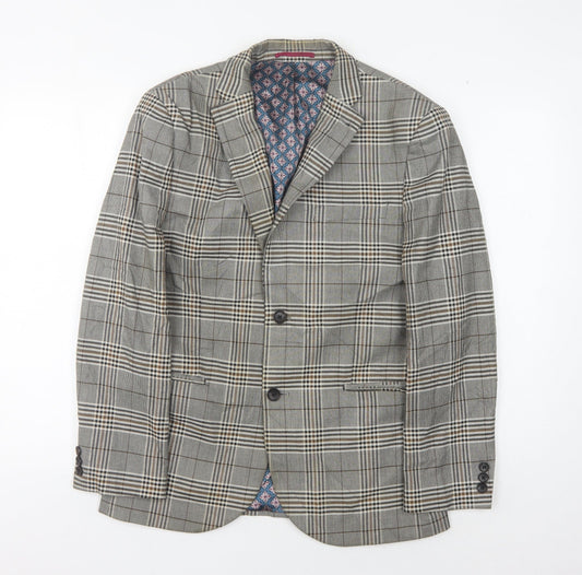 Next Men's Grey Plaid Blazer Jacket, 38 Short Length