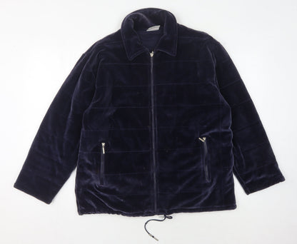 Poppy Women's Blue Velvet Full Zip Jacket - L