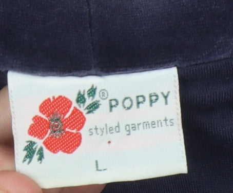 Poppy Women's Blue Velvet Full Zip Jacket - L