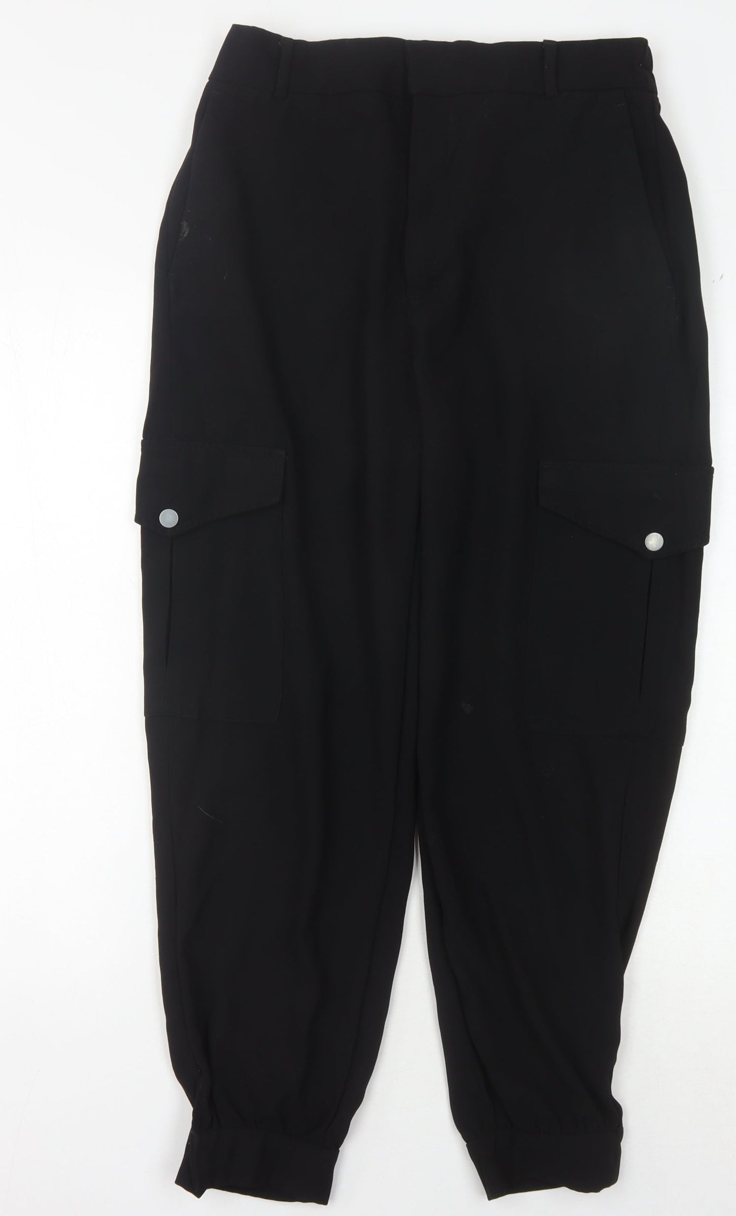 Womens UK Size L Zara Relaxed Fit Casual Black Trousers