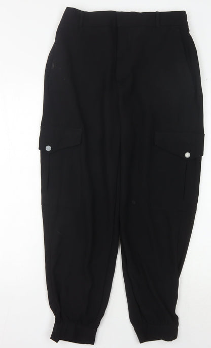 Womens UK Size L Zara Relaxed Fit Casual Black Trousers