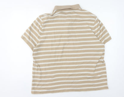 Marks & Spencer Men's Beige Striped 2XL Polo Shirt
