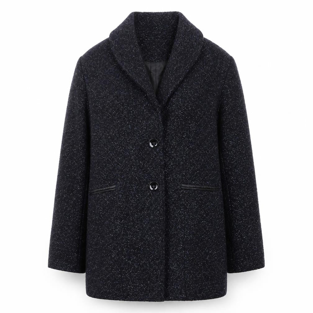 Womens UK Size S Bershka Black Basic Coat