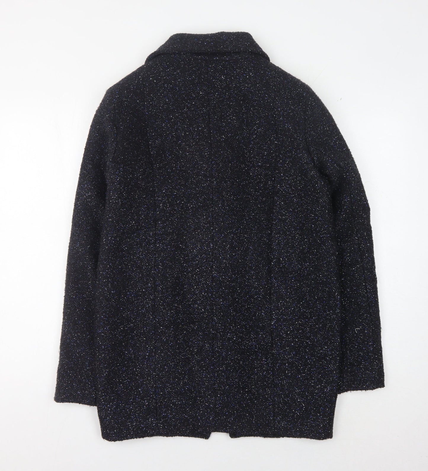 Womens UK Size S Bershka Black Basic Coat