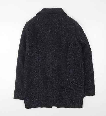 Womens UK Size S Bershka Black Basic Coat