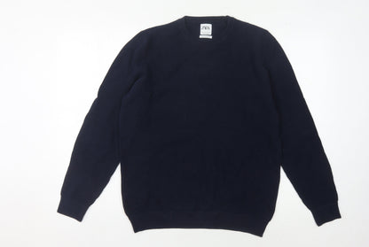 Zara Men's Blue Cotton Pullover Jumper M