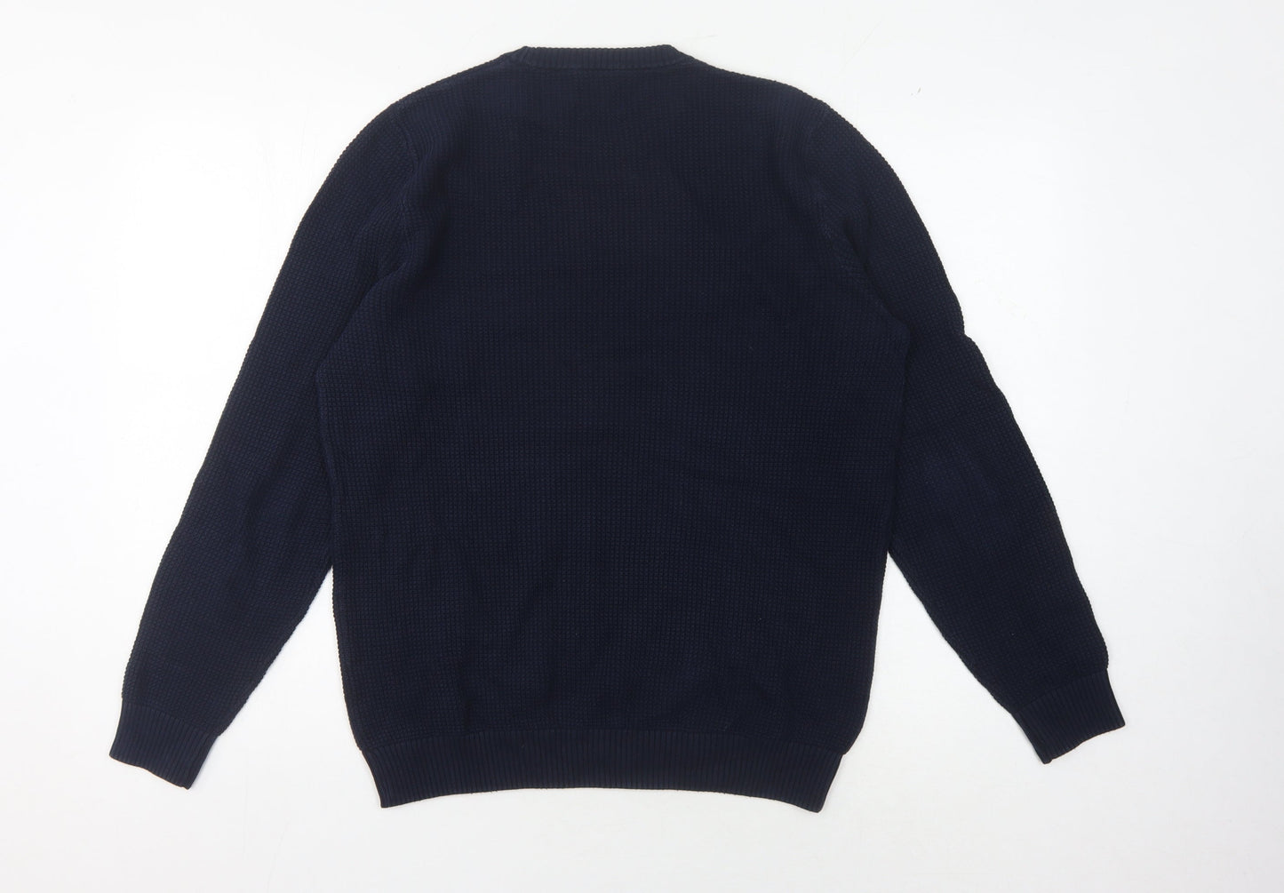 Zara Men's Blue Cotton Pullover Jumper M