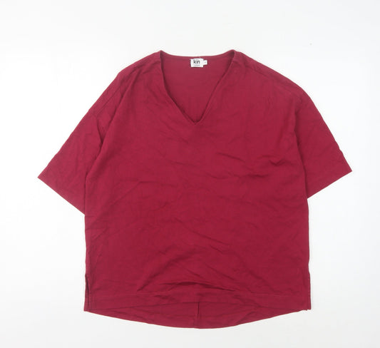 John Lewis Women's Red V-Neck T-Shirt Size S