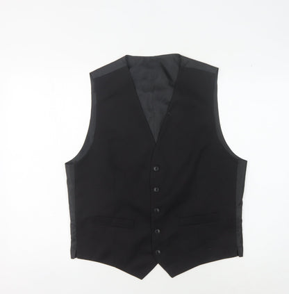 Mens UK Size 38 Marks and Spencer Regular Black Suit Waistcoat