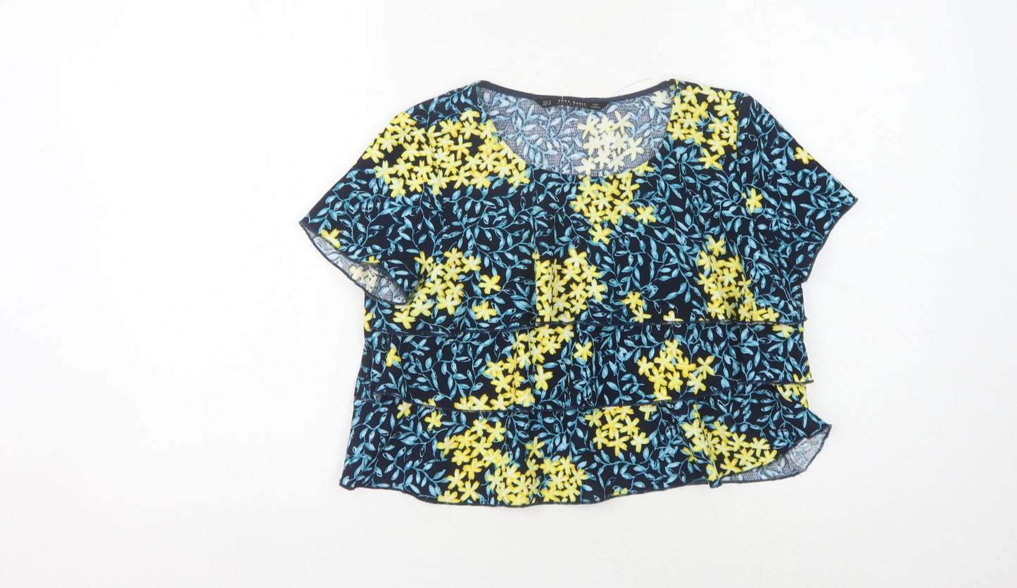 Womens UK Size S Zara Multicoloured Basic Blouse