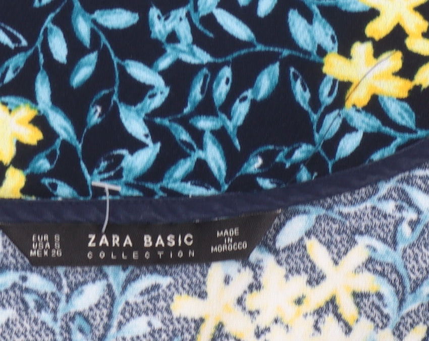 Womens UK Size S Zara Multicoloured Basic Blouse