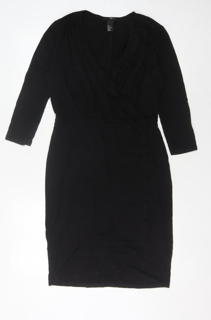 H&M Women's Black Dress, Size S, 3/4 Sleeve, Cotton Blend