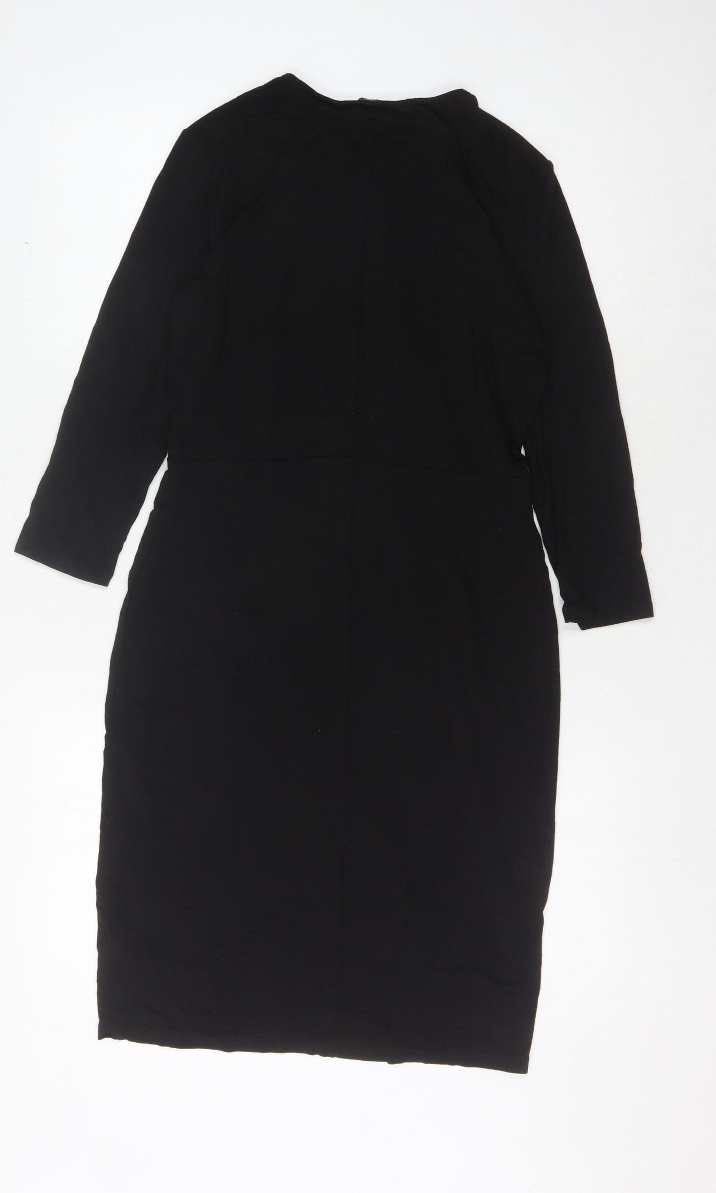 H&M Women's Black Dress, Size S, 3/4 Sleeve, Cotton Blend