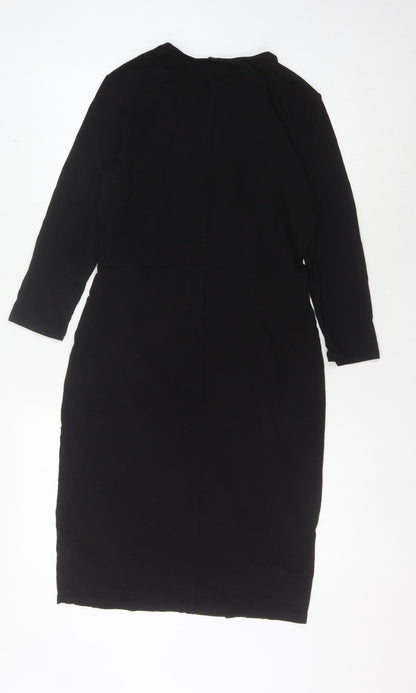 H&M Women's Black Dress, Size S, 3/4 Sleeve, Cotton Blend