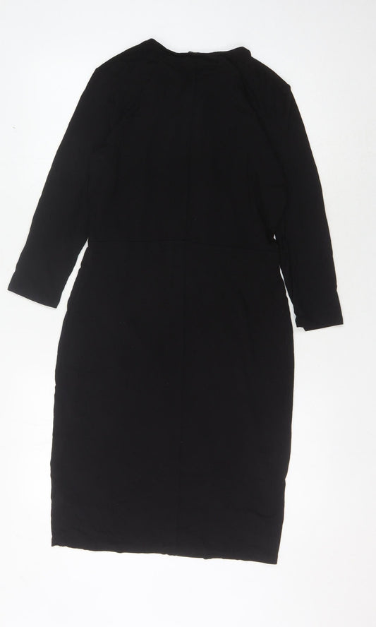 H&M Women's Black Dress, Size S, 3/4 Sleeve, Cotton Blend