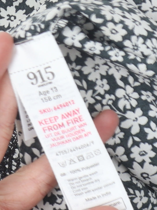 915 Generation Girls Black Floral Jumpsuit, 13 Years, Sleeveless