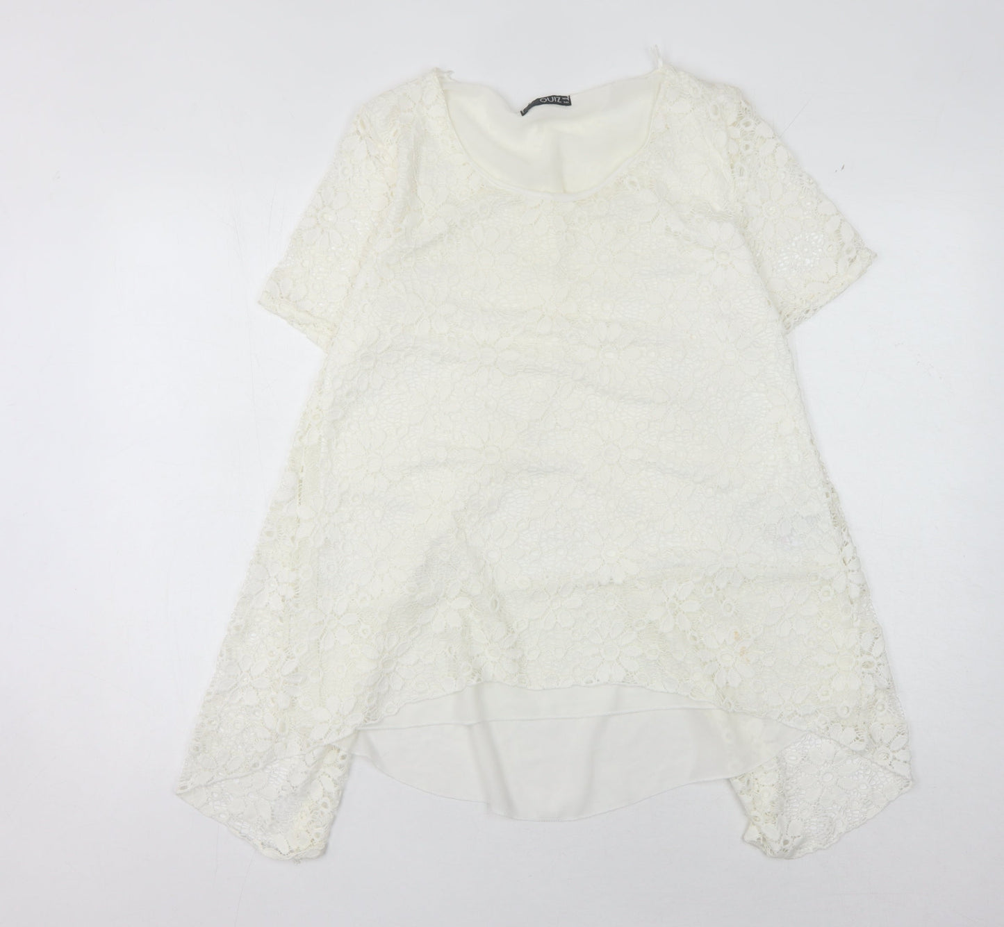 Quiz Women's Ivory Floral Lace Top Size 14