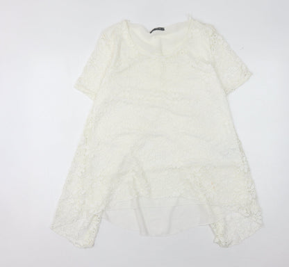 Quiz Women's Ivory Floral Lace Top Size 14