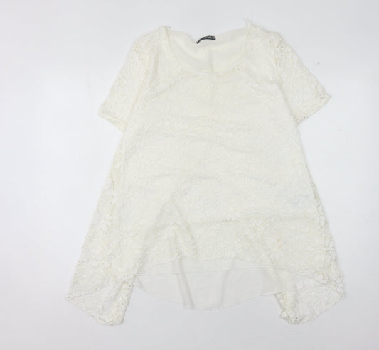 Quiz Women's Ivory Floral Lace Top Size 14
