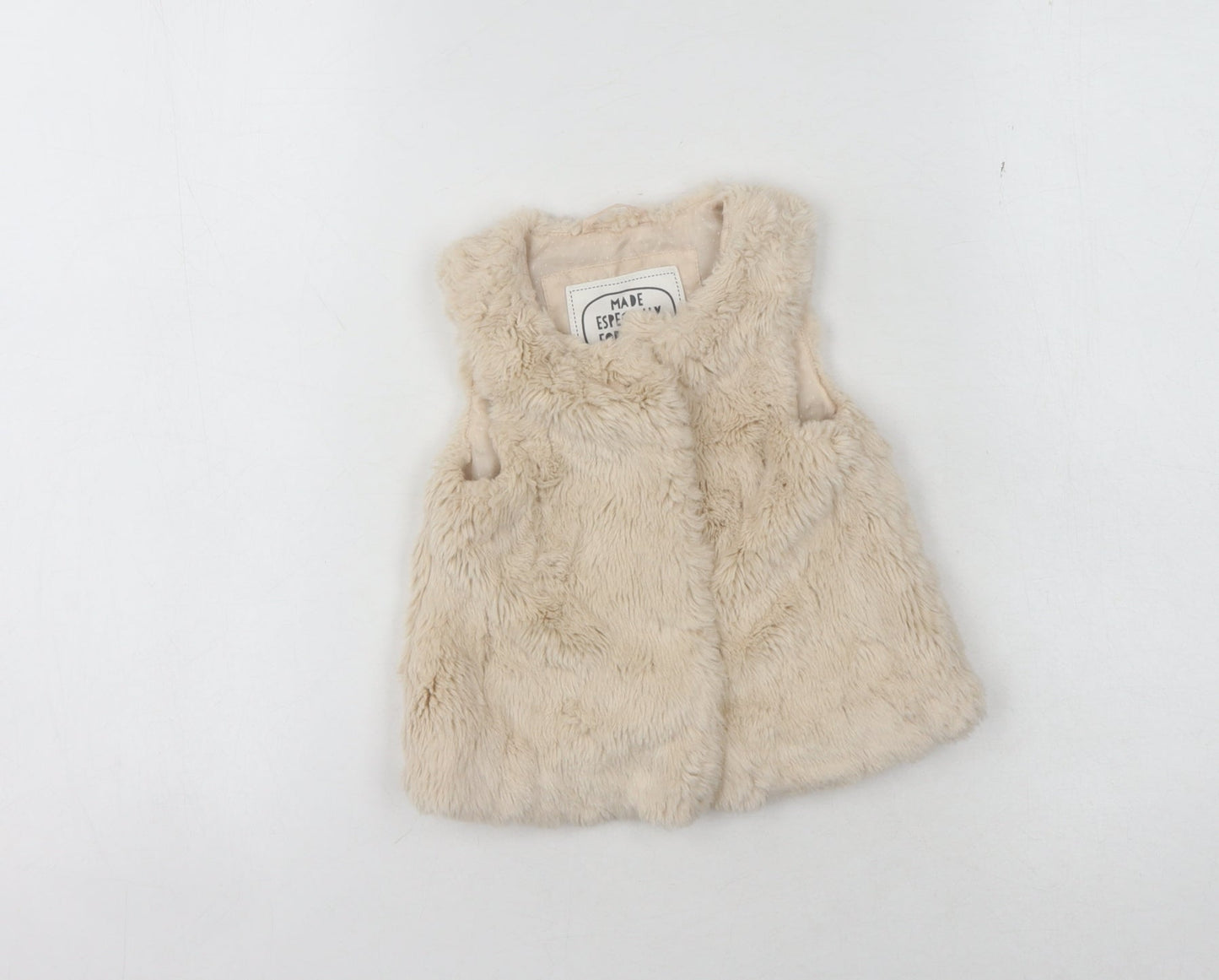 Marks and Spencer Beige Girls Faux Fur Waistcoat 1-1.5 Years