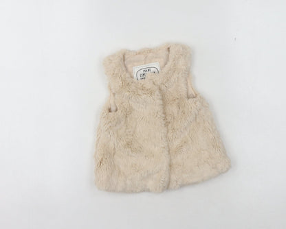 Marks and Spencer Beige Girls Faux Fur Waistcoat 1-1.5 Years