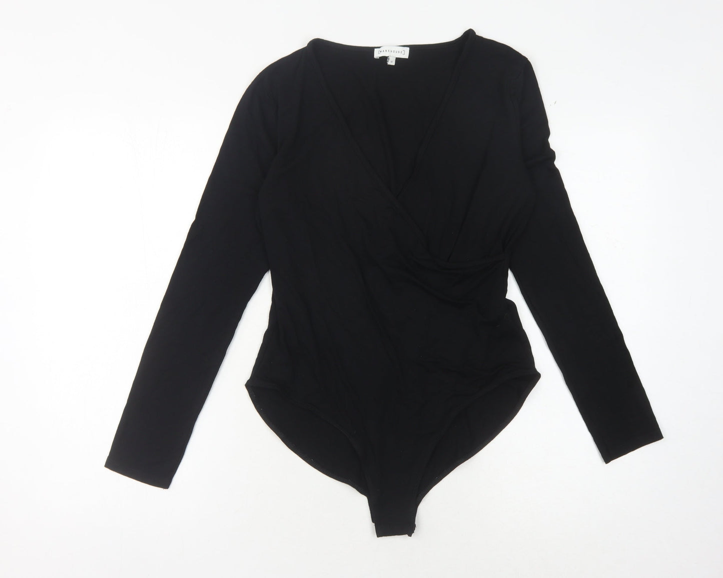Warehouse Black V-Neck Bodysuit, Women, Size 12, Casual Wear