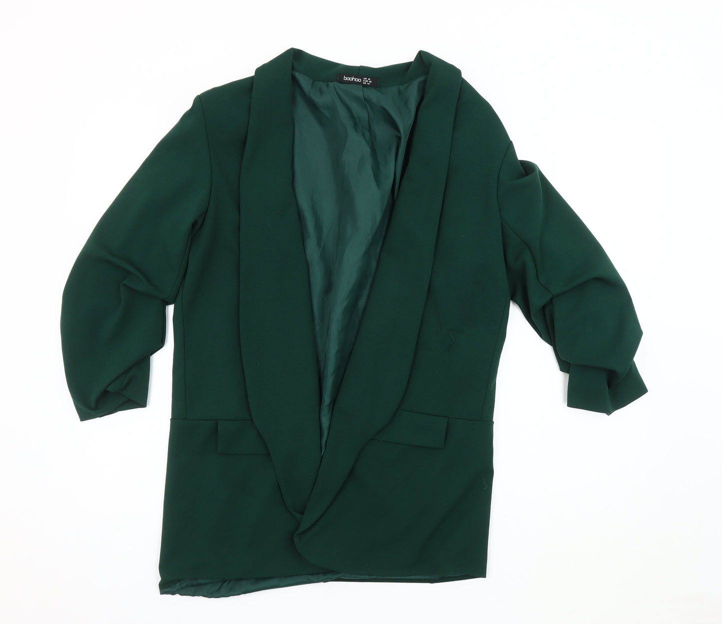 Boohoo Women's Green Blazer UK 18 Shawl Collar